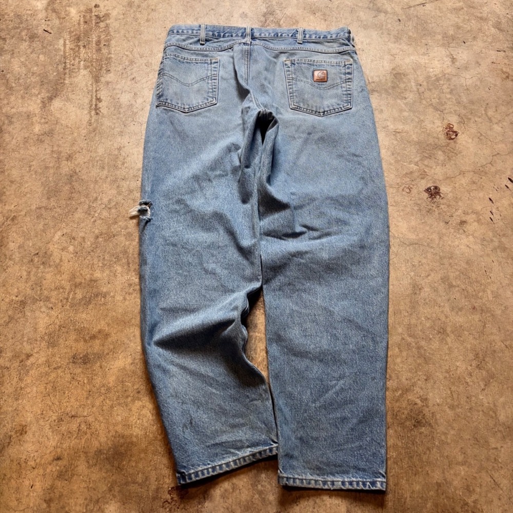 2000s Carhartt B17 DST Jeans Relaxed Fit Light Wash Distressed Workwear 38x32